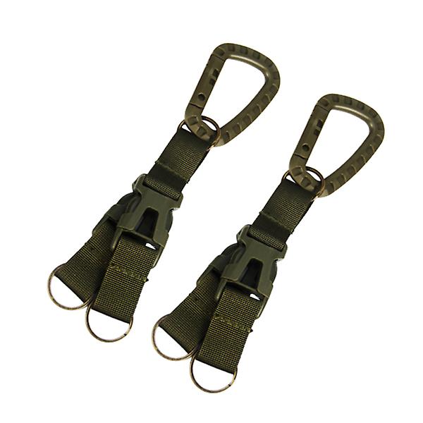 2 st Multifunktionell spänne flaskhållare Bärbar bandklämma Karbinhake Nyckelring Webbing D-formad dubbelkrok för fiske bergsklättring (armégree)