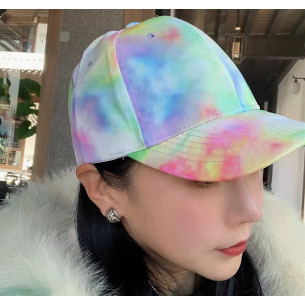 ins vuxna män och kvinnor färg tie-dye cap solhatt cap (rosa två toppar 53-61)