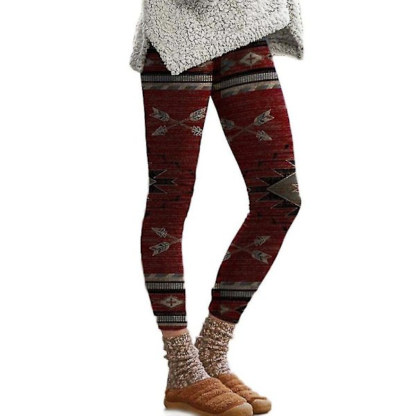 Naisten Casual Yoga Thermal Leggingsit Wine Red 2XL