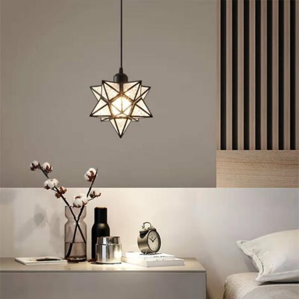 Modern Moravian Star Chandelier Transparent Hanging Star Lamp (guld)