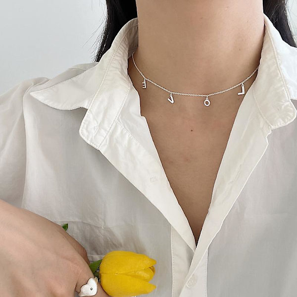 Halskæde Sølv S925 Letter Fashion smykker Ac7495 gold color