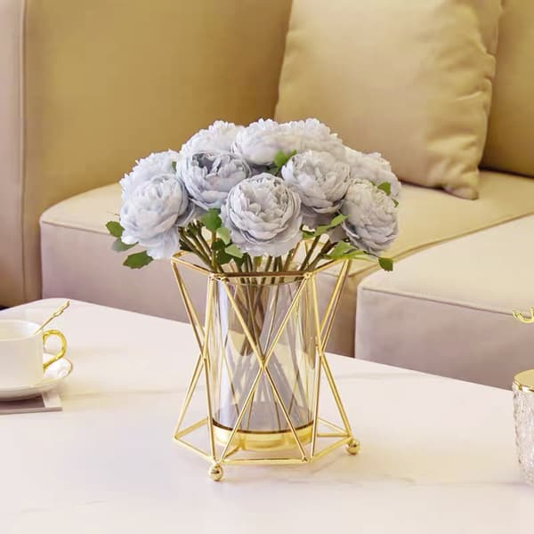 16x14cm Klar Glas Gulddekorerad Robust Blommavas för Bröllopskonst
