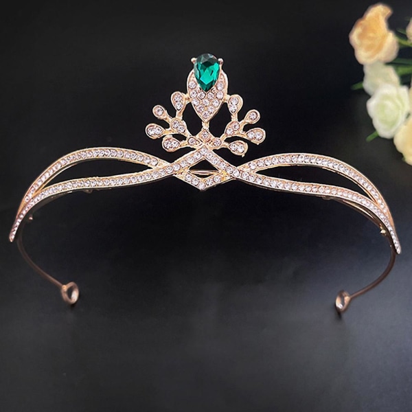 Star Same Crown ja tekojalokivi morsiamen kruunu -häämekkoasusteet Golden Green