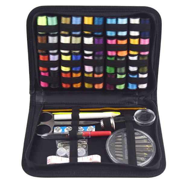 Läder rektangulärt 129 bitar Silver Nål Sy Kit Hem Sy Kit Sy Kit Sy Box Syverktyg Set,