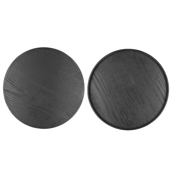 Rund Træ Frugt Serveringsbakke Sort 27cm