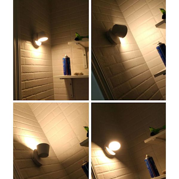 LED væglampe, vægdekoration, aluminium, justerbar væglampe (1 stk, sort lys, varm hvid)