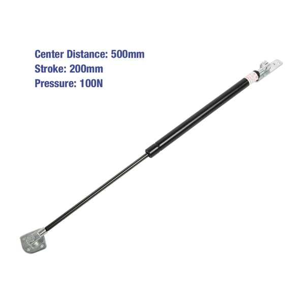 Hydraulisk gasfjäder locklyft stöd 500mm centrumavstånd 200mm slaglängd 100N tryck takfönster typ A