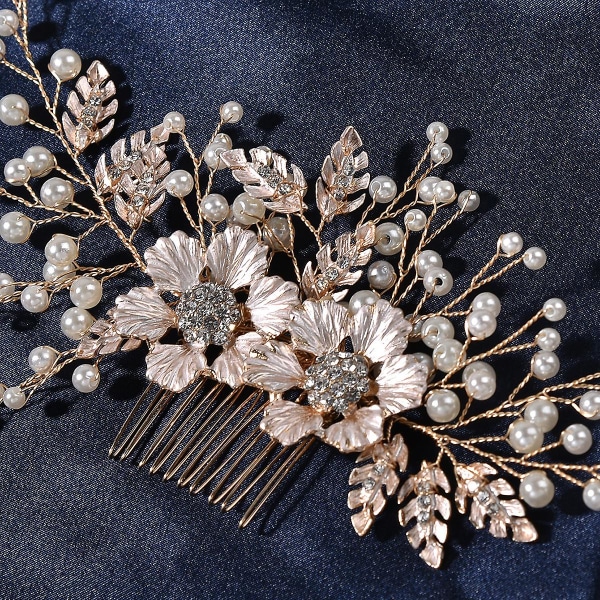 Morsiuskammat Crystal Pearls Häähiustarvike morsiamen kukkaneuleille Gold
