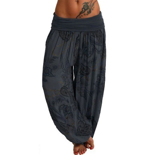 Boho lösa yogabyxor för kvinnor Dark Grey S