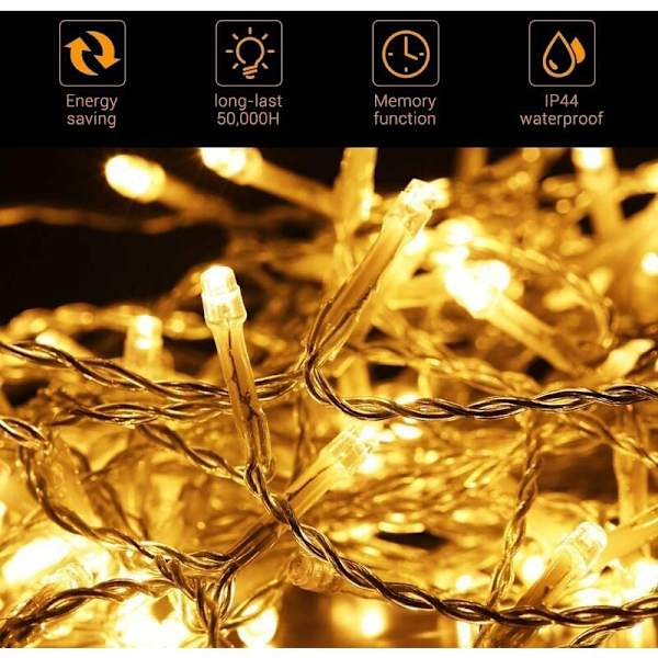 1000 LED-strenglys 100 M varm hvid, 8 lystilstande lampe, Quntis Fairy Lights til fødselsdagsbryllup, Xmas Indoor Out