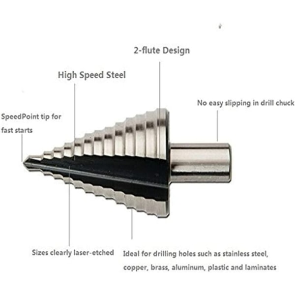 13 titanium trinbor, 5-35 cm højhastigheds stål koniske bor til skæring af metalhul, multi-størrelse HSS Ste