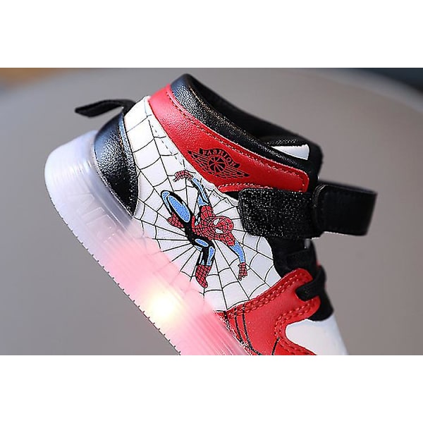 Drenge Sportssko Spiderman Light Up Sneakers Børn Led Glødende løbesko 24 Blue Plus Cotton