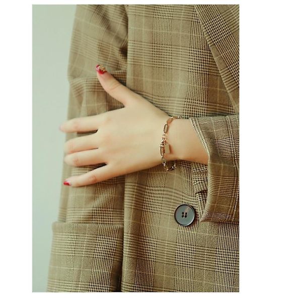 Geometrisk Firkantet Rose Guld Armbånd Dame Guld