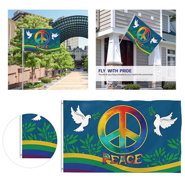 Verdensfredsflagg 90x150cm Stort Polyester Hage Lekeplass Banner