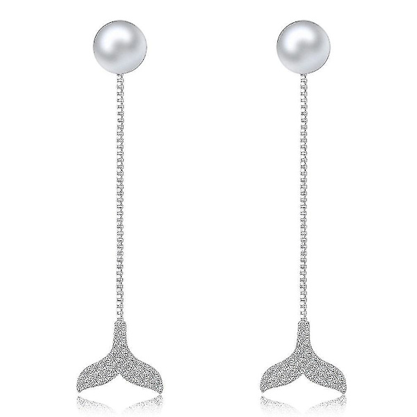 pitkät korvakorut Mermaid Tail Pearl Tupsu metalliseos korvanapit häihin