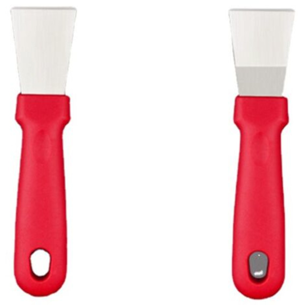 Rengøringsskraber, Rengøringsredskaber til ovne, komfurer, induktionskogeplader, skraber i rustfrit stål, Multikøkken i plast, rød, 2 stk., lige version