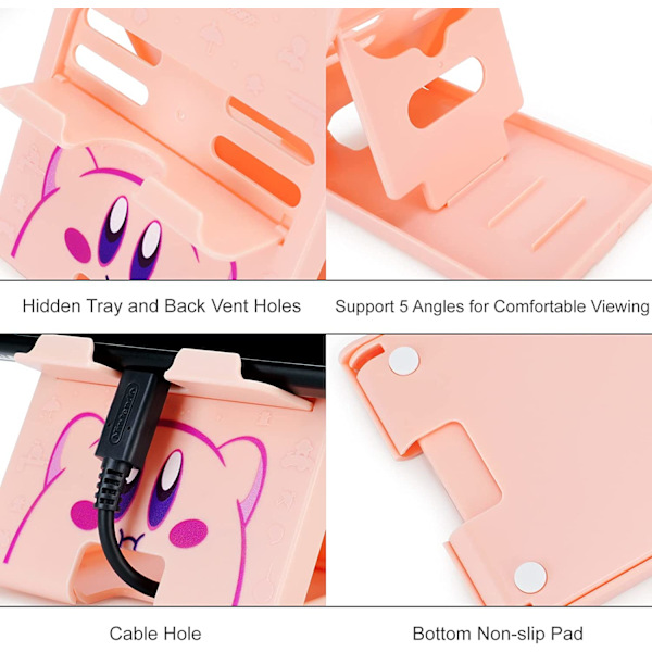 Söt Switch Stand för Nintendo, Pink Kawaii Anime Switch Lite Stand, Justerbar Vikbar Portabel Kompakt Spelhållare för