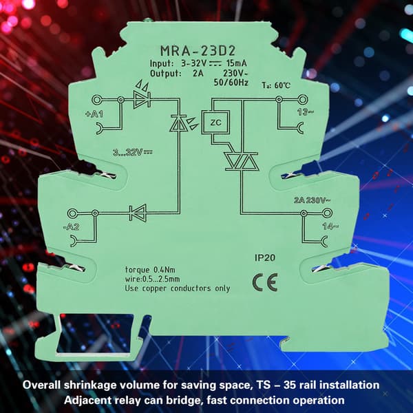 MRa 23D2 Ultratynd 6,2 mm Solid State Relæmodul Input 3-32VDC