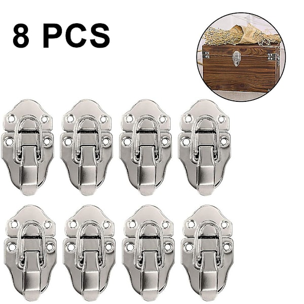 8-pack Retro Style Box Toggle Spärr Antik Metal Duckbilled Hasp Spärrhake Med Hänglås Hål För Smyckeskrin Skåp