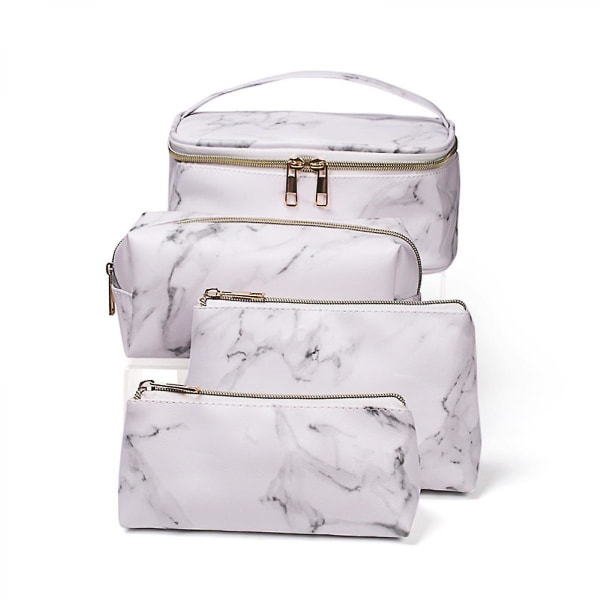 Marmormønster Kosmetisk Makeup-taske Rejsetaske Bærbar multifunktions-toilettaske (hvid