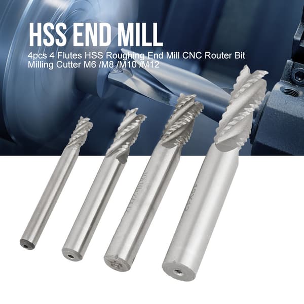 4 Flöjts HSS Grovfräs CNC Fräs M6 M8 M10 M12