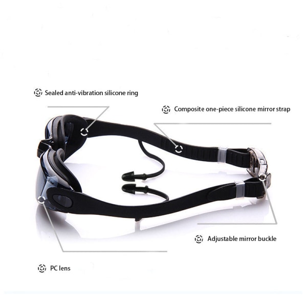 HD vandtætte og anti-dug svømmebriller med ørepropper