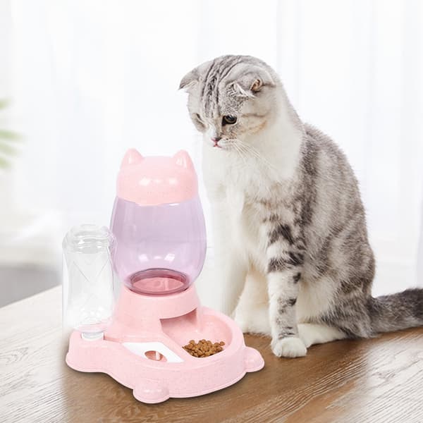2 i 1 PP Automatisk Foderautomat med Stor Kapacitet til Tørfoder til Hund og Kat