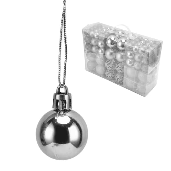 100 st Krossäkra Hängande Julgranskulor Silver