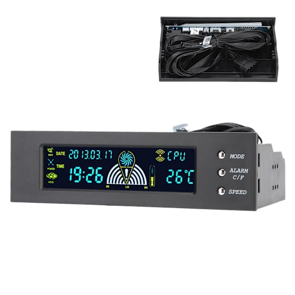 STW 5023 5.25 tommers LCD Frontpanel 3-trinns viftekontroll CPU HDD Systemtemperaturmonitor