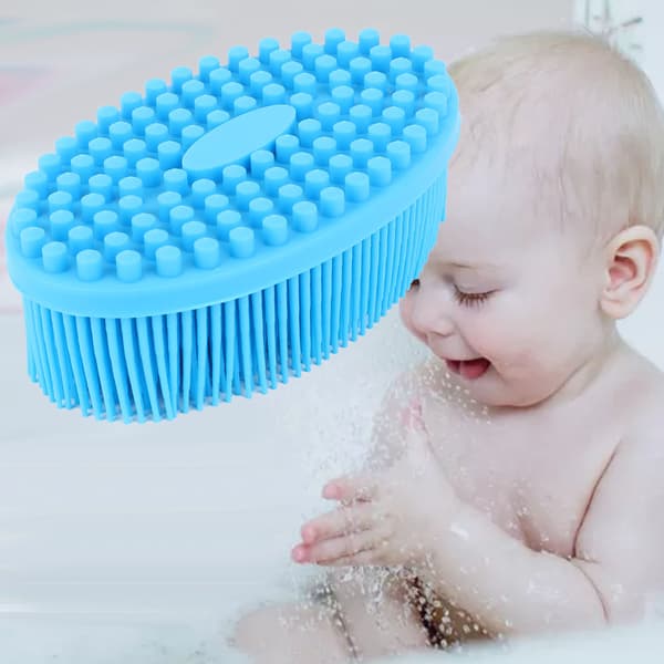 Baby Sensorisk Silikone Børstehoved Massage Hårkam Taktil Træning Blå