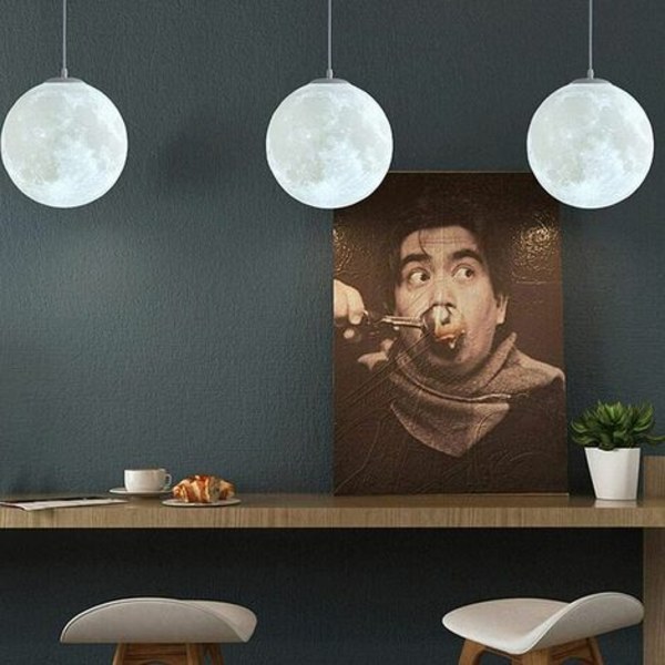 3D Moon Chandelier-Moon Ceiling Chandelier Moon Ceiling Light Planet Pendellampa Moon Restaurang Bar Hem Chil