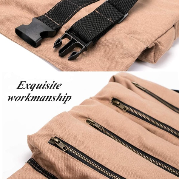 Stor multi-pocket værktøjsnøgle Rulletaske Roll Up Tools Taske Værktøjsorganisering, spand, Roll Up Tool, Handy Small Tools, Bæretaske (brun),