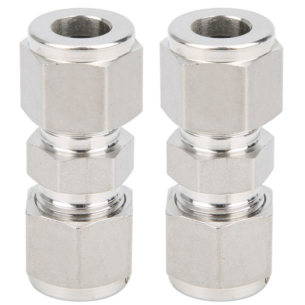 316 Rustfrit Stål Dobbelt Muffe Lige Rør Adapter Kompressionsfitting 2 Stk 10mm