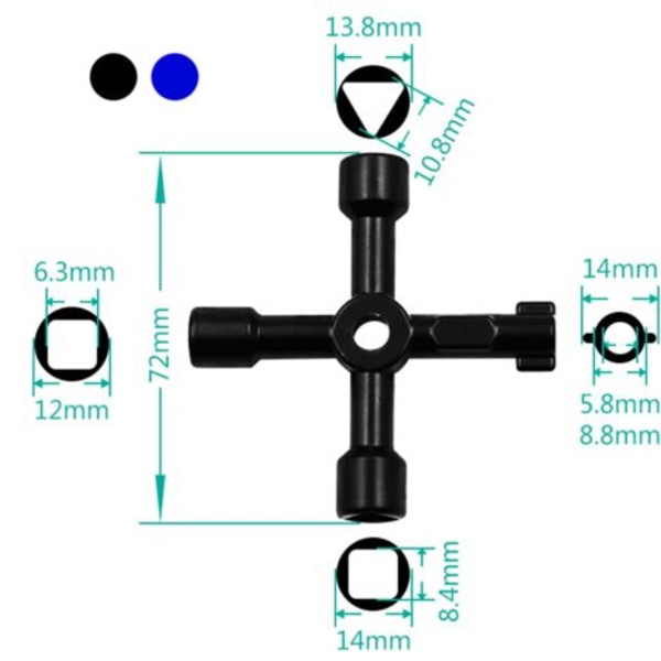 2 STK Universal Multifunktion Cross Triangle Key Skruetrækker til Elektrisk Tog Elevator Kabinet Ventil Legering Firkantet Trian