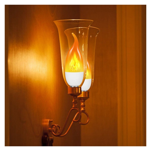 Ljuslåga lampa dekoration LED spetsig bubbla simulering flamma lampa (E14 tre-hastighetsläge gul ljus spetsig bubbla