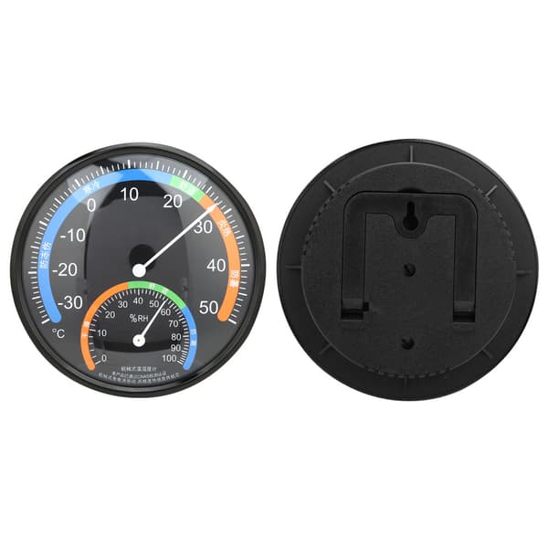 TH101 Sort Indendørs Udendørs Rund Pointer Termometer Hygrometer Temperatur Fugtighedsmåler