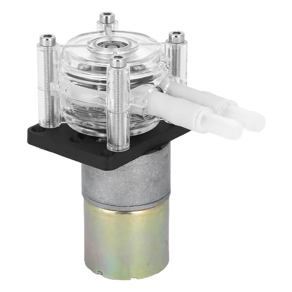 Selvansugende peristaltisk pumpe, rustfrit stål, transparent PC-hoved, 12V DC-motor