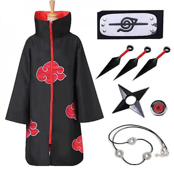 Naruto Akazaki cape anime rollespilsdragt 8 Pieces Set S