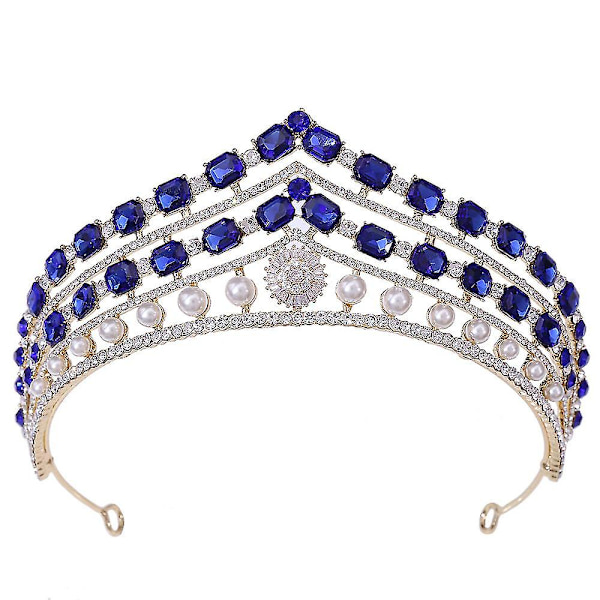 Kronsmycken Brudbröllopstillbehör Enkel Legering Diamant Brudklänning Smycken All-match KC Gold Red Diamond