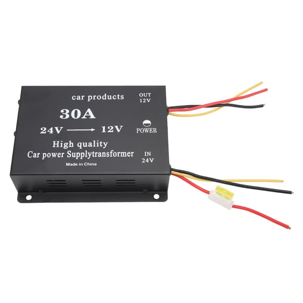 Bilstrømomformer 30A 24V til 12V DC Sort 300A Udgangsadapter til Bilkøleskab DVD VCD CD
