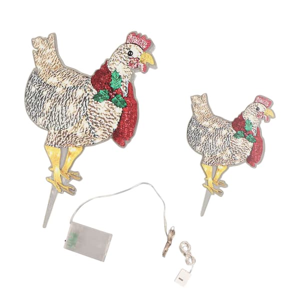 RGB Akryl Lysende Kylling med Skjerf 2. Lysende Kylling Juleplen Dekorasjon