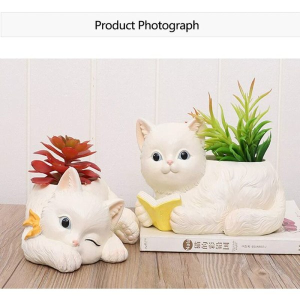 Resin Simulering Katt Amerikansk lantlig suckulent blomkruka (Kattläsning)