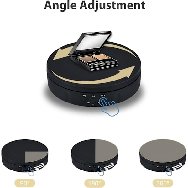 5,7 tommer automatisk professionel fotografering pladespiller 360 graders roterende video/smykker/ur display stativ - sort