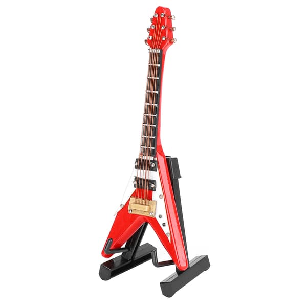 Mini V-formet guitar dekoration - Rød 10cm