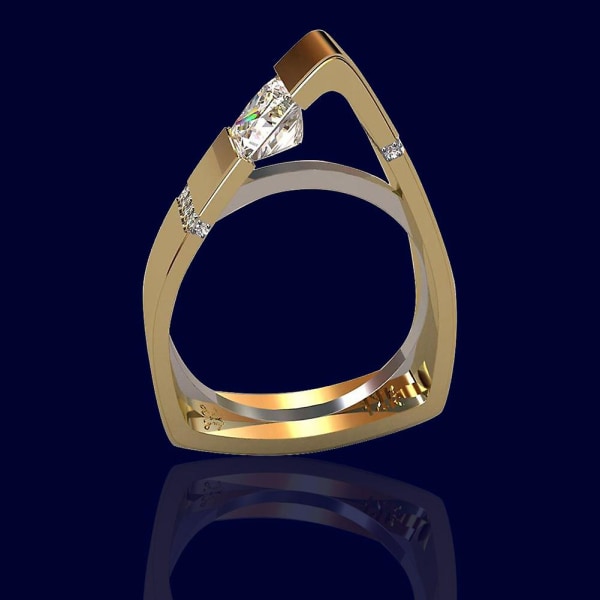 Mode Kvinnor Geometri Hollow Triangle Strass Finger Ring Dekor Smycken Present US 7