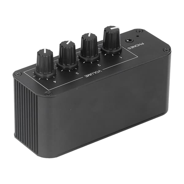 4-kanals RCA-indgangs- og -udgangs mini-stereolydmixer med separate hovedtelefonvolumenkontroller
