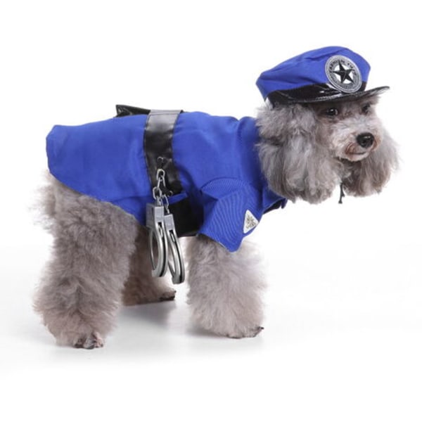 Husdjurskläder Hundkläder Halloween COS Poliskläder Storlek XL