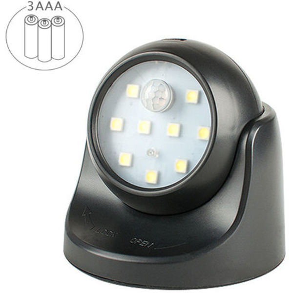 Vägglampa utomhus med rörelsedetektor | 1000 Lumen LED utomhusbelysning | Batteridriven sladdlös belysning | 360 grader