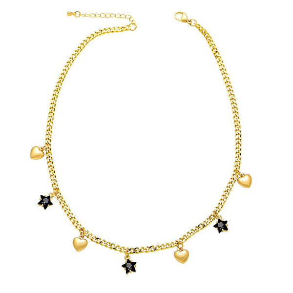 Halsband Vintage Zircon Heart Stud Modesmycken Ac10025 Red