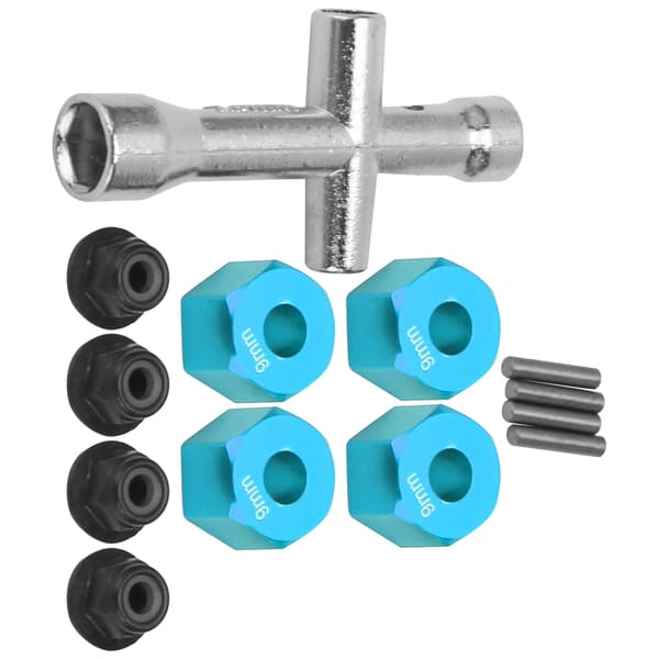12mm Hex Adapter 9mm Tjock M4 Fläns Låsmutter Kryssnyckel Set för 1 10 RC Bil Blå
